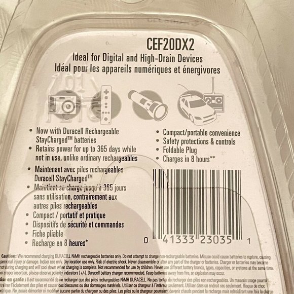 New Sealed DURACELL RECHARGEABLE MINI 2 Battery Charger Pink w/ 2 AA NiMH batt - Picture 6 of 7